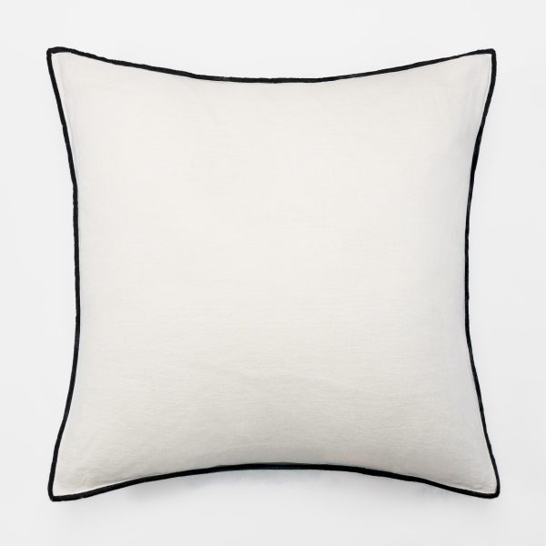 Amity home tyne sham euro in ivory asphalt   contrasting dark piping