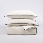 Amity home tyne duvet cover in ivory asphalt   black piping detail
