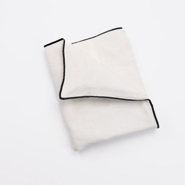 Amity home tyne duvet cover in ivory asphalt   contrasting black piping