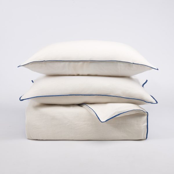 Tyne Duvet Cover, Ivory Steel Blue