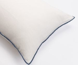 Amity home tyne duvet cover in ivory steel blue   contrasting piped edge