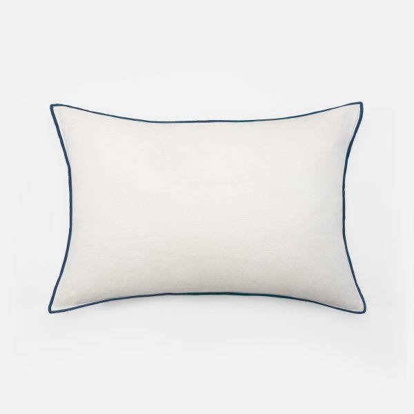 Amity home tyne sham in ivory steel blue   piped edge design