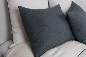 Amity home barcelona linen quilt in steel blue   wavy quilted texture