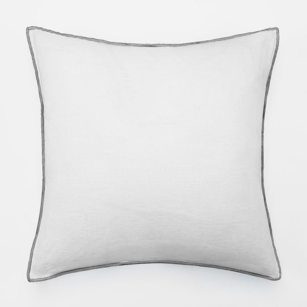 Amity home tyne sham euro in white charcoal   contrast stitched edge