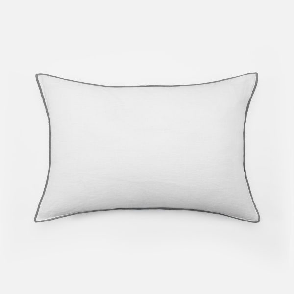 Amity home tyne sham in white charcoal   elegant piped edge