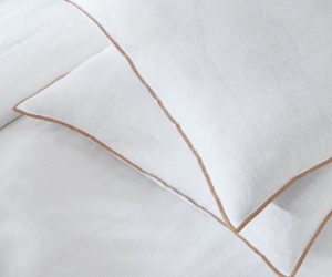 Amity home tyne duvet cover in white natural   contrasting piping trim