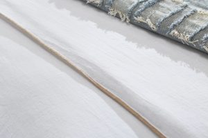 Amity home tyne linen white khaki emb sheet set   linen texture with khaki piping