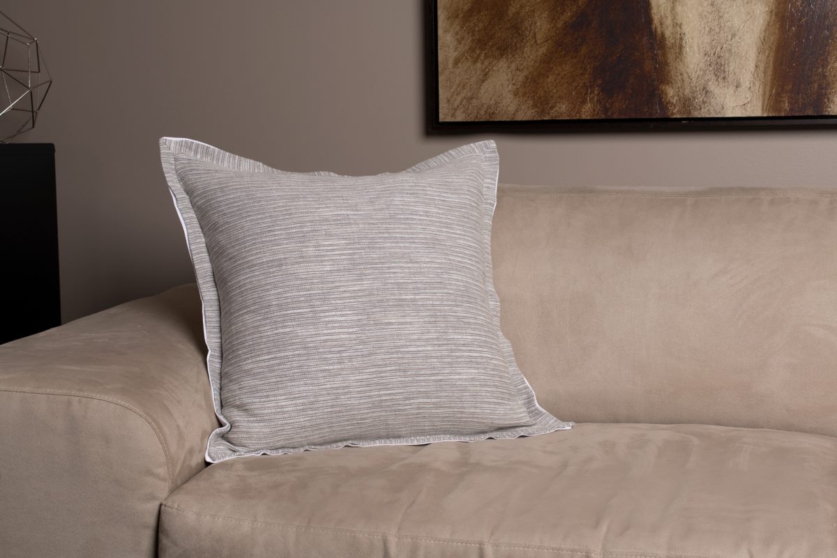Amity home ellington pillow in grey   horizontal textured stripes