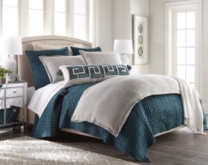 Amity home ellington  hadon collection in teal  grey   textured quilted bedding