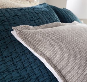 Amity home ellington  hadon collection in teal  taupe   ruched quilt  ribbed pillow