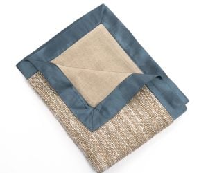 Amity home armstrong duvet cover in limestone   textured fabric  blue border