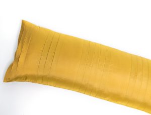 Amity home york x long bolster in ochre   vertical stitched texture