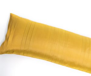 Amity home york x long bolster in ochre   vertical stitched texture