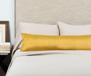 Amity home york pillow in ochre   vertical pleats
