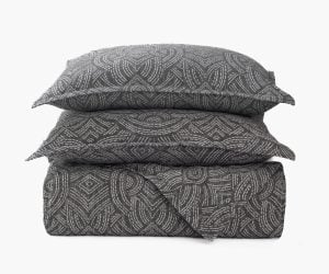 Amity home andre jacquard duvet cover in asphalt   jacquard pattern