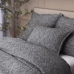Amity home andre jacquard duvet cover in asphalt   geometric dashed pattern