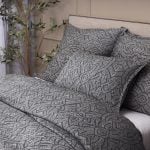 Amity home andre jacquard duvet cover in asphalt   geometric dashed pattern