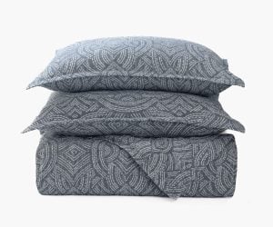 Amity home andre jacquard duvet cover in adriatic   intricate woven pattern