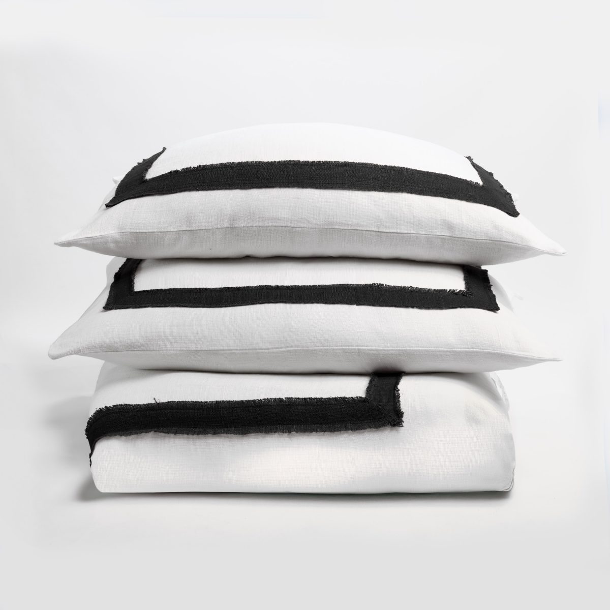 Brady Duvet Cover, Ivory-Asphalt - Image 1