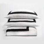 Amity home brady duvet cover in ivory asphalt   frayed edge border