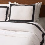 Amity home brady duvet cover in ivory asphalt   frayed edge trim