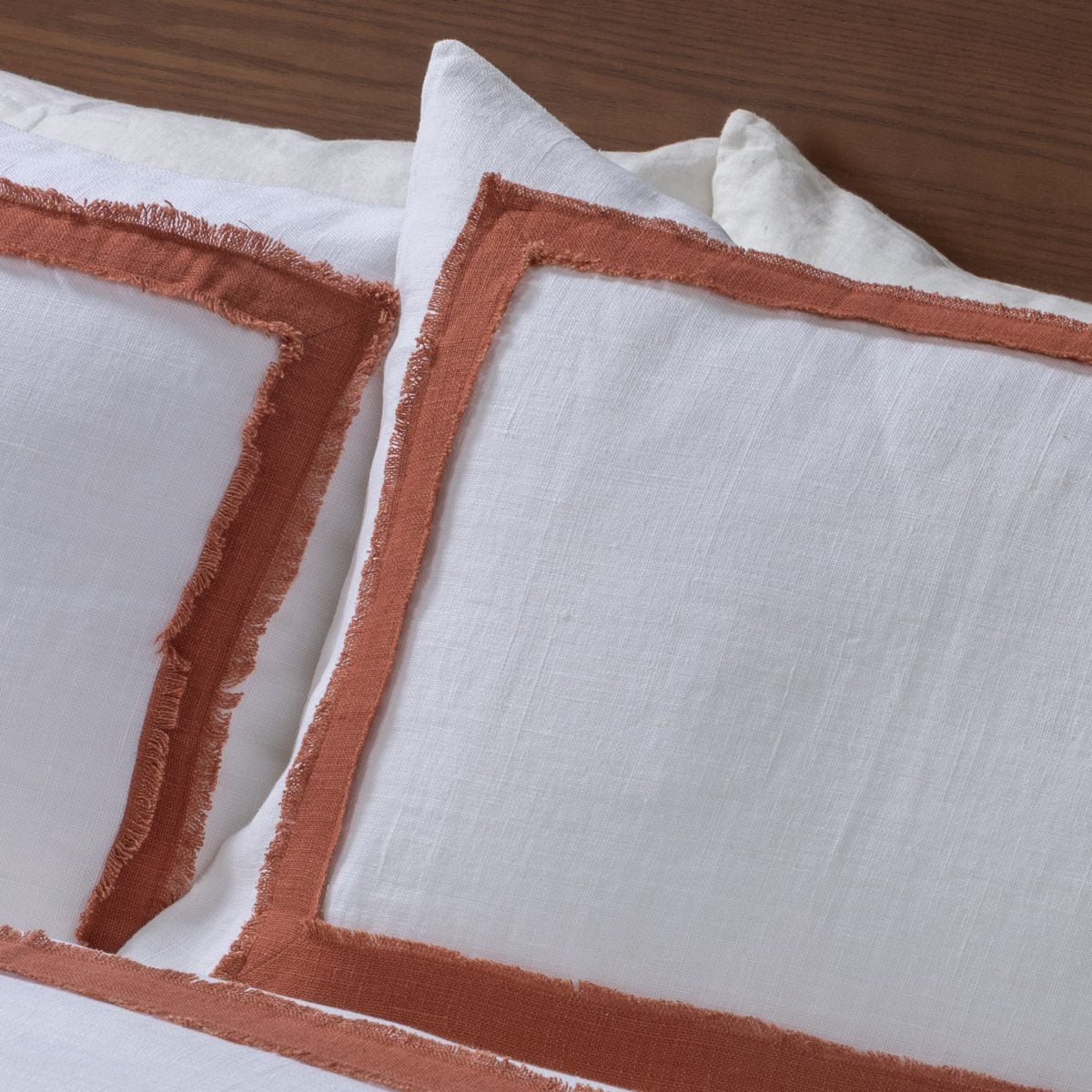 Amity home brady duvet cover in ivory brick   frayed edge border detail