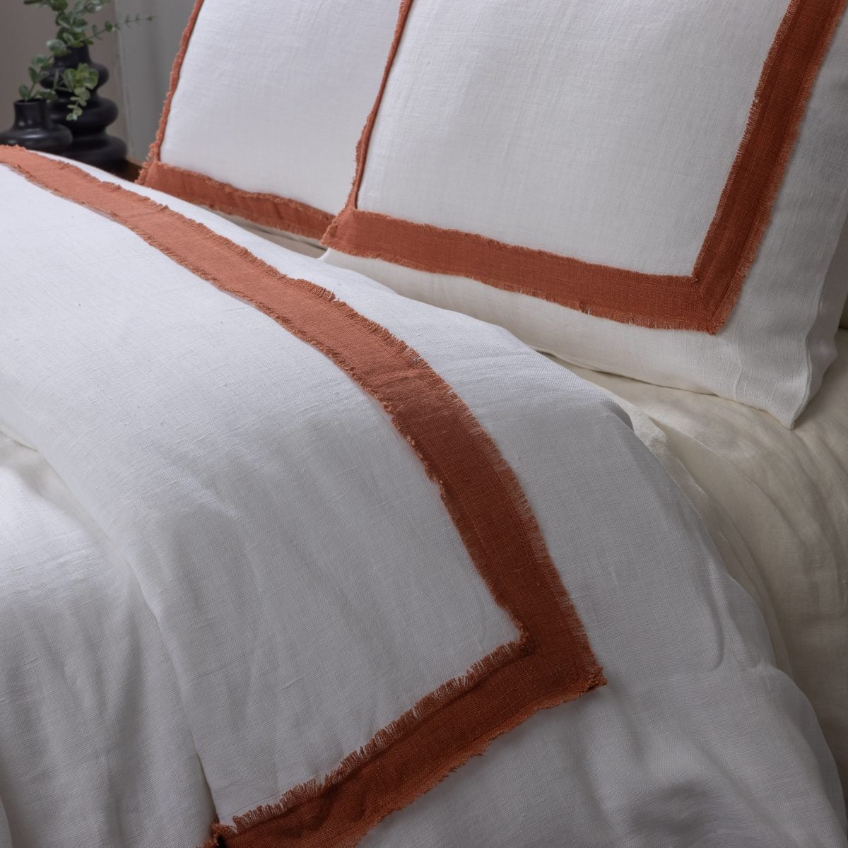 Amity home brady duvet cover in ivory brick   frayed edge linen