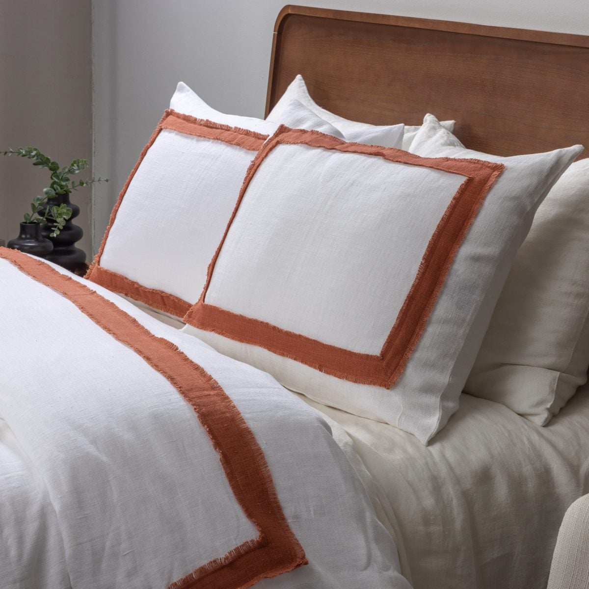 Amity home brady duvet cover in ivory brick   frayed edge trim