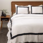 Amity home brady duvet cover in ivory asphalt   frayed edge trim
