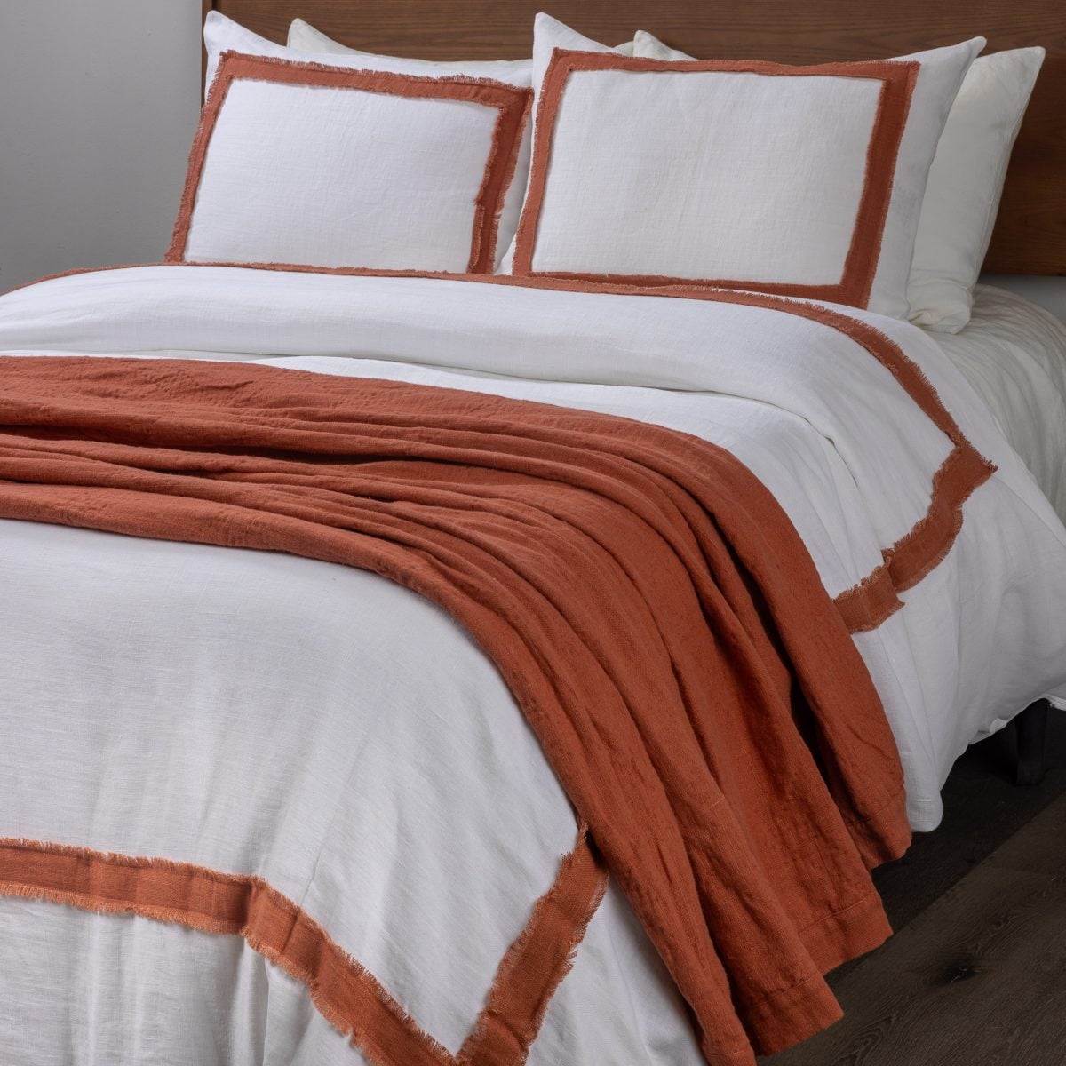 Amity home brady duvet cover in ivory brick   frayed edge trim