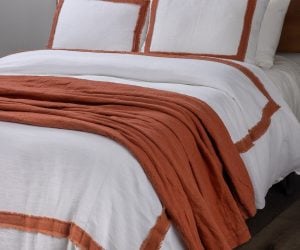 Amity home brady duvet cover in ivory brick   frayed edge trim