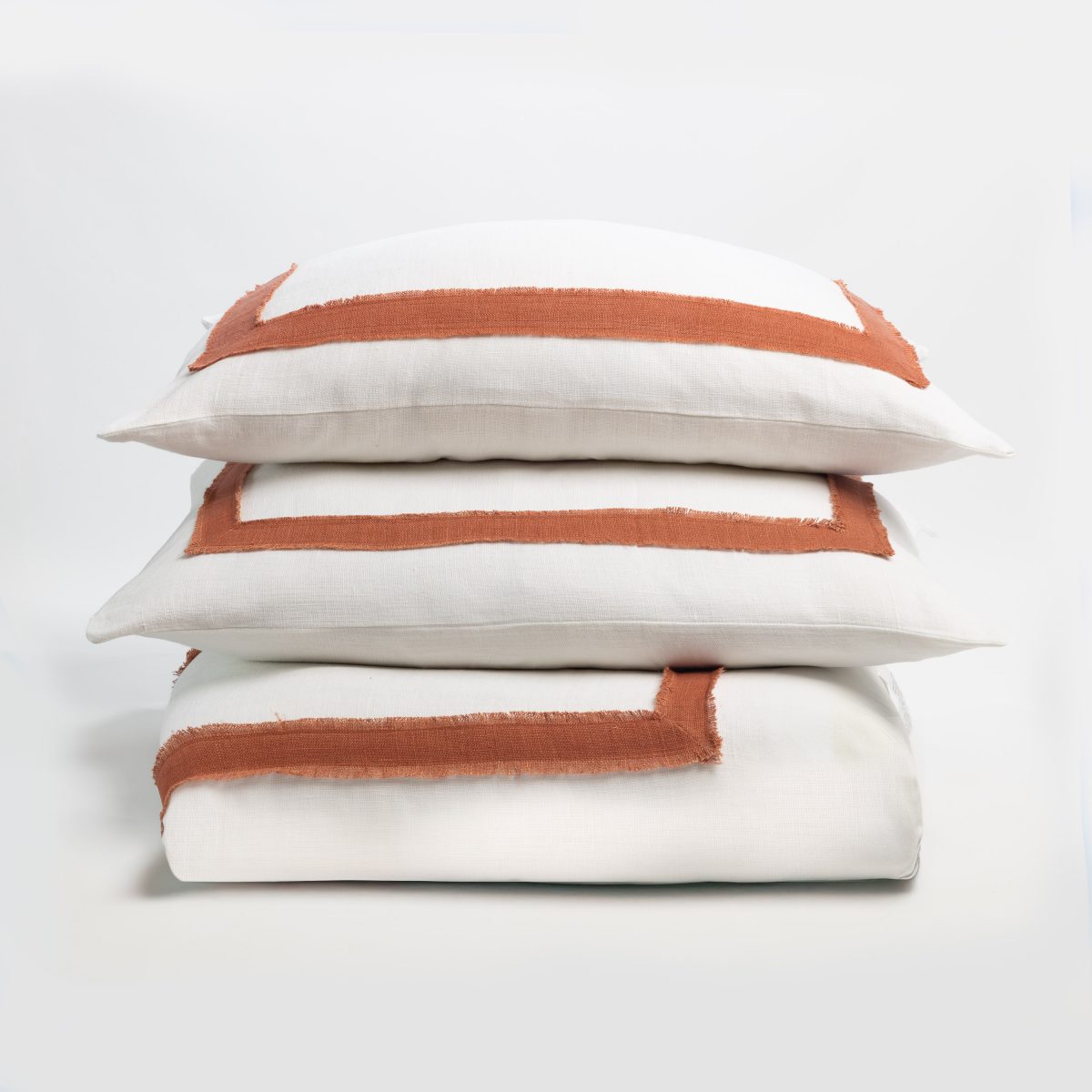 Brady Duvet Cover, Ivory-Brick - Image 1