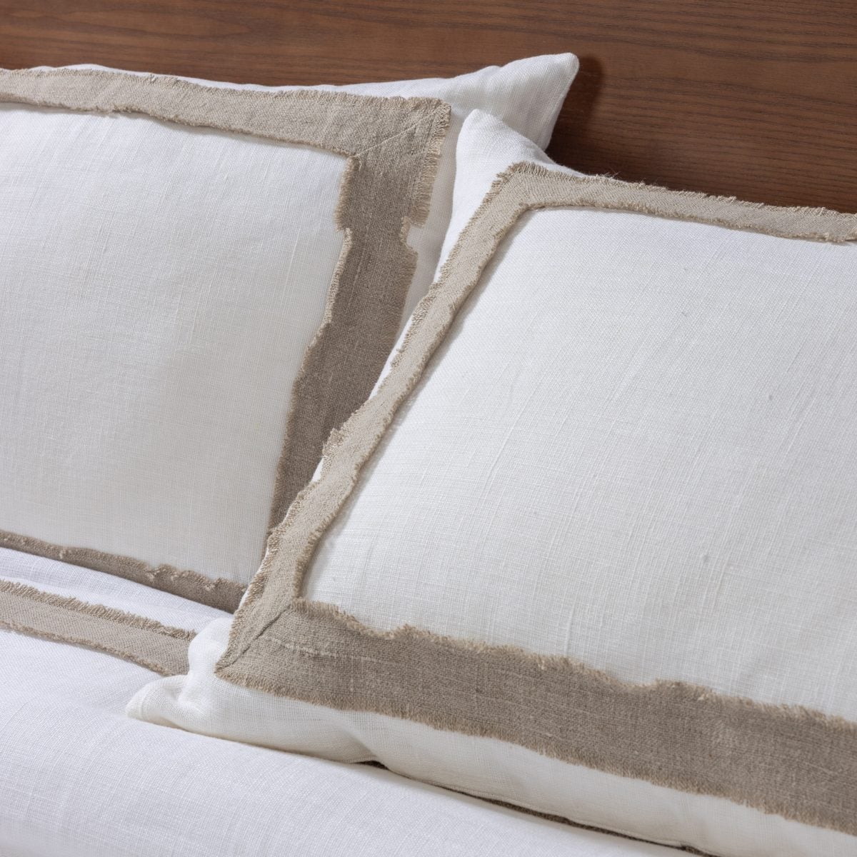 Amity home brady duvet cover in ivory natural   frayed edge linen border