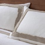 Amity home brady duvet cover in ivory natural   frayed edge linen border