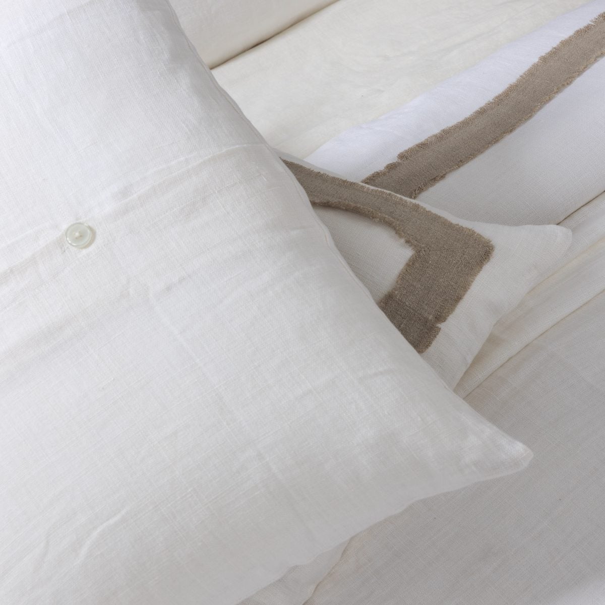 Amity home brady duvet cover in ivory natural   frayed edge detail