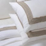Amity home brady duvet cover in ivory natural   frayed edge linen trim