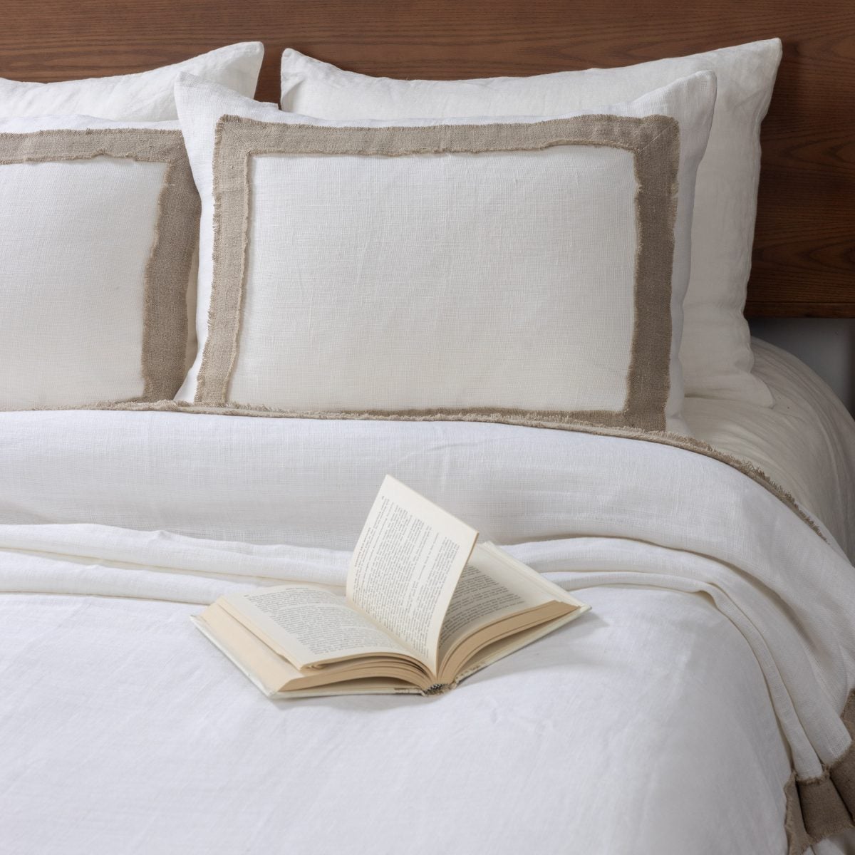 Amity home brady duvet cover in ivory natural   frayed linen texture