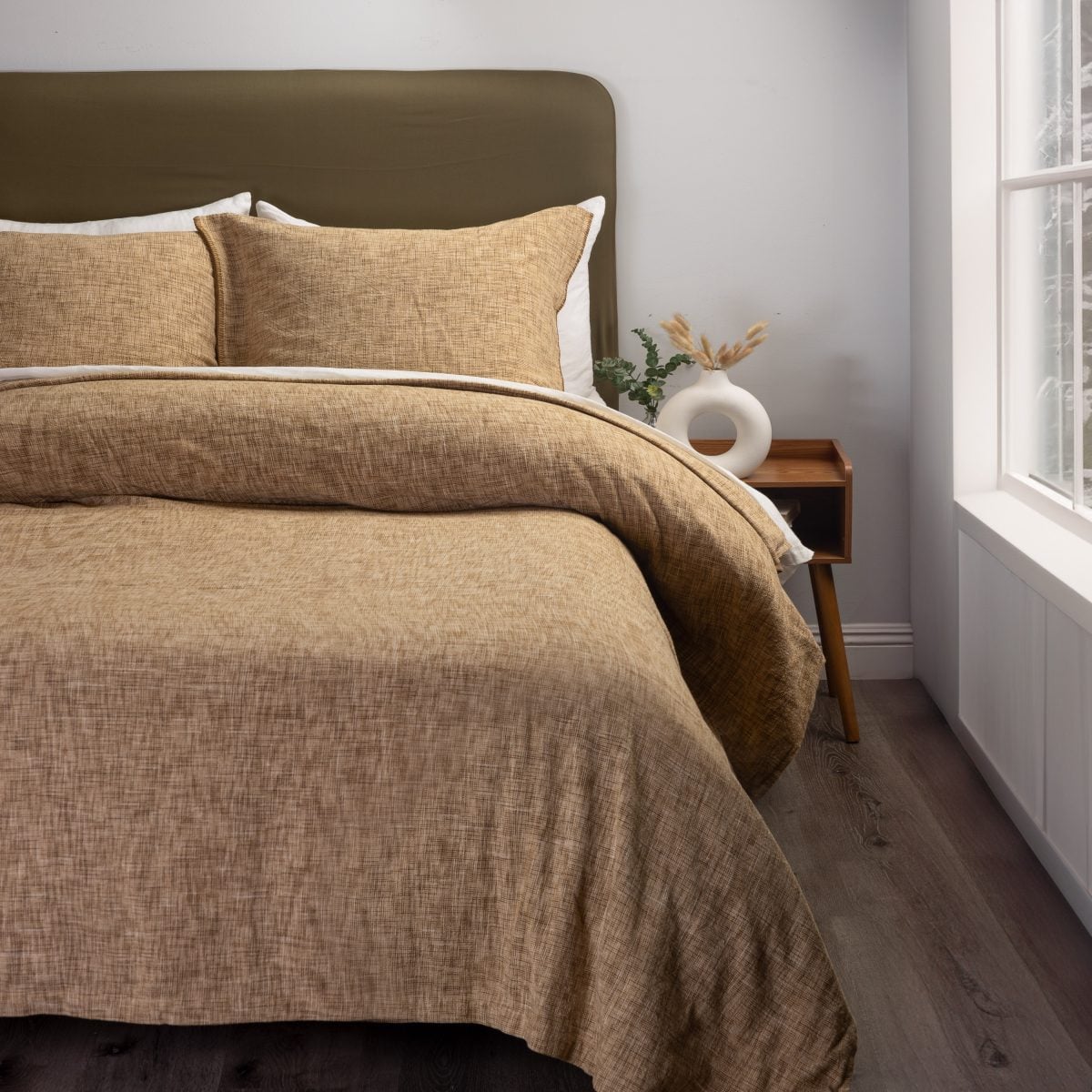 Amity home drew duvet cover in ochre   textured weave