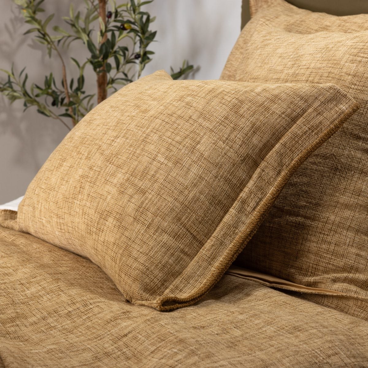 Amity home drew duvet cover in ochre   textured weave
