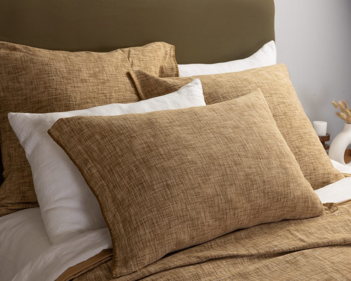 Amity home drew duvet cover in ochre   textured weave