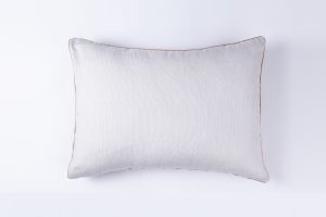 Amity home reaves duvet cover set in light grey pinstripe   brown piping