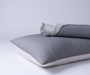 Amity home reaves duvet cover in charcoal stripe   fine pinstripe texture