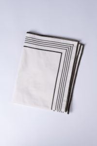 Amity home nell duvet cover in cream with laurel trim   multi line embroidered border