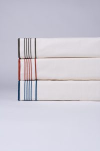 Amity home nell duvet cover in laurel   striped border detail