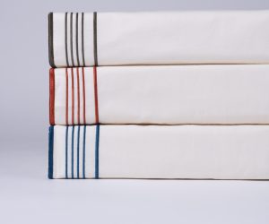 Amity home nell duvet cover in laurel   striped border detail