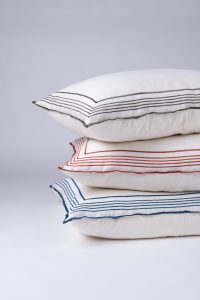 Amity home nell duvet cover in laurel   mitered stripe embroidery