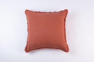 Amity home preston pillow in burnt sienna   fringed edges