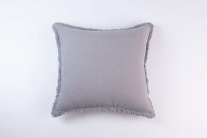 Amity home preston pillow in grey   fringed edge detail