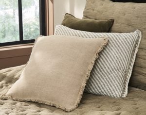 Amity home preston pillow in natural   fringed edge