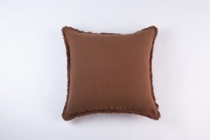 Amity home preston pillow in saddle   fringed edge
